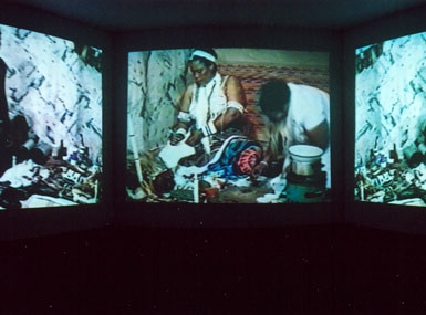 
	Rebirth, video installation by Zwelethu Mthethwa
