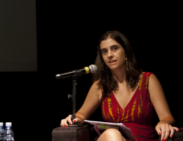 Ana Pato during public talk in São Paulo
